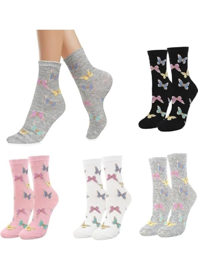 ChicAbode Womens Funny Crew Socks,Girls Cute Patterned Dress Socks, Cotton Funky High Ankle Socks, Athletic Mid-calf Socks - Image 2